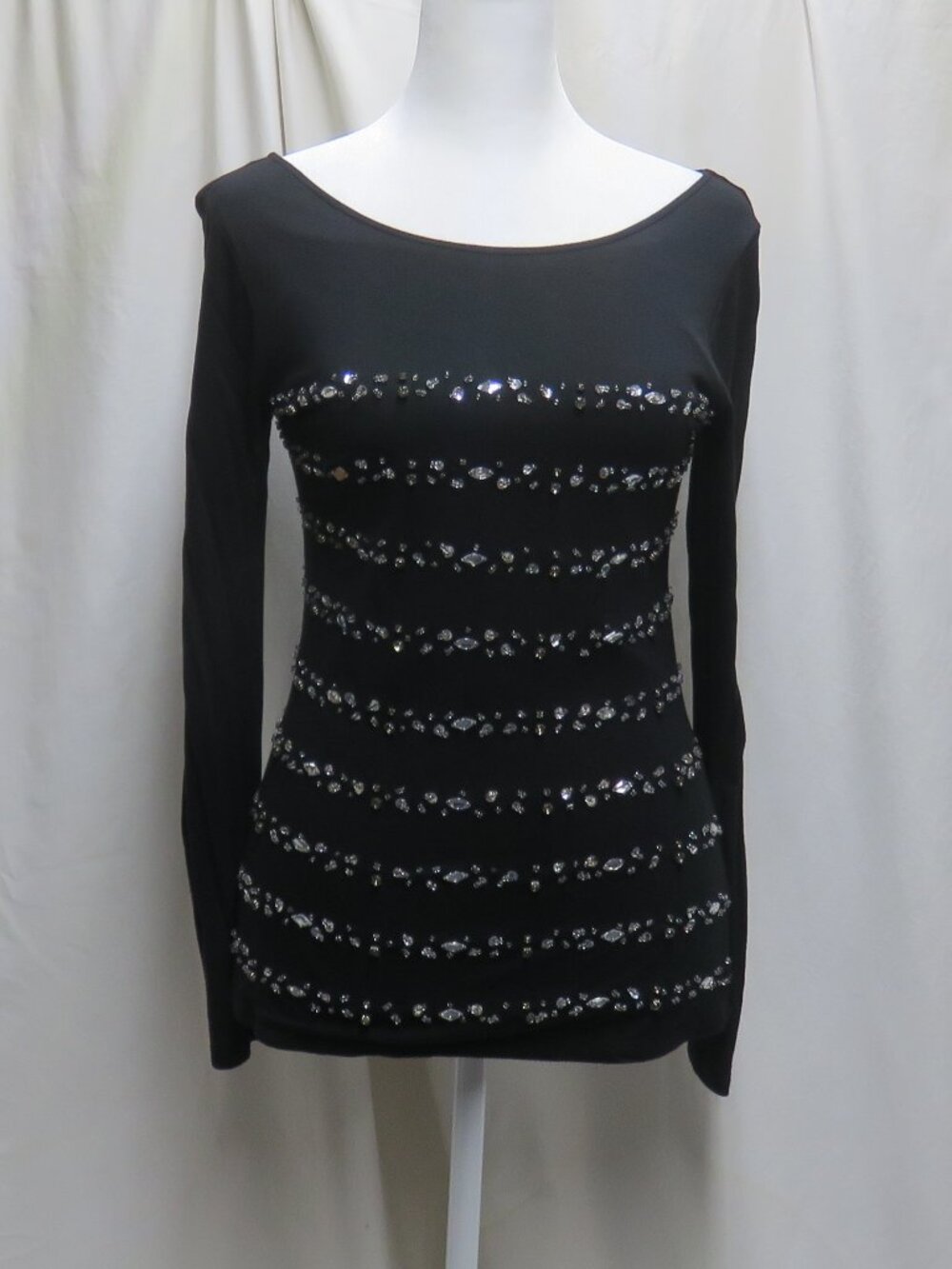 Women's Long Sleeve Black Sequin Top